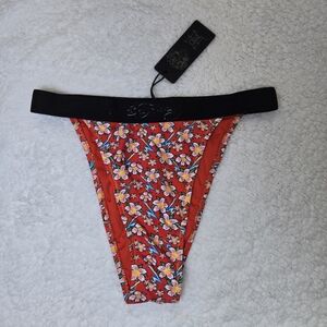 Ed Hardy Bikini Bottoms Hawaiian Floral Logo Band Y2K Medium NWT